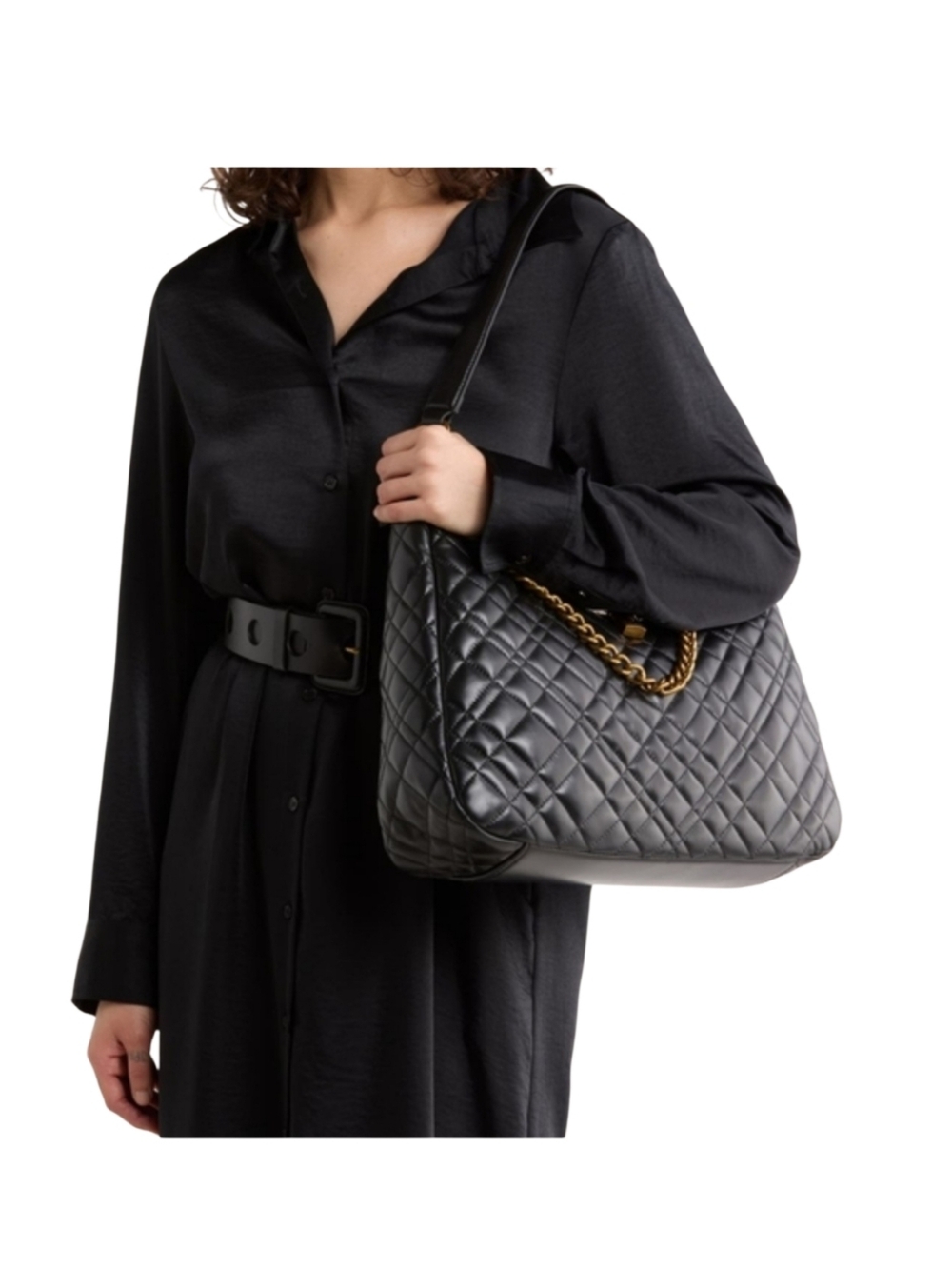 Kurt Gieger Elegant Black Quilted Leather Shoulder Bag